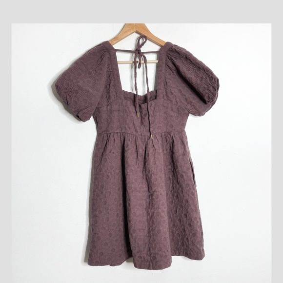 NWT Madewell Dress Empire Waist Puff Sleeve Baby Doll Dress Smoked Plum Size Med - Picture 4 of 15